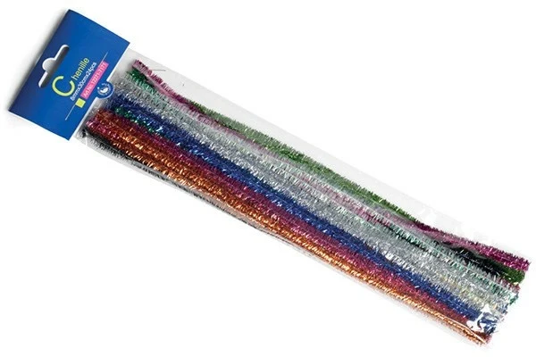 Chenille Glitter mix 0.8x30 cm, 24 stk